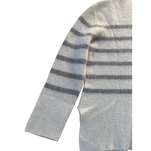 Forte Cashmere Women's XL 100% Cashmere Neutral Stripe Turtleneck Sweater - Picture 12 of 13